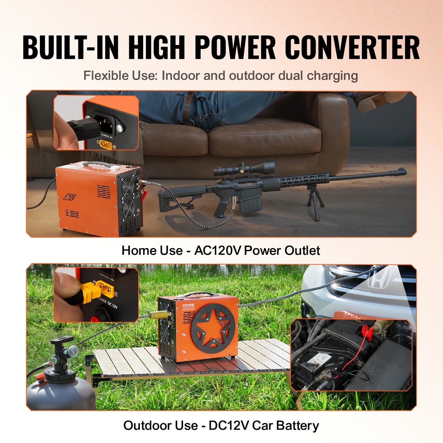 VEVOR PCP Air Compressor 4500PSI/30Mpa Portable PCP Airgun Compressor Water-Free Air Rifle Paintball Scuba Tank Compressor Pump
