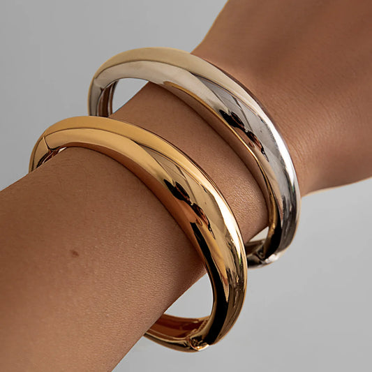 DIEZI Hip Hop Punk Cuff Wide Metal Bangles Vintage Fashion Gold Silver Color Bangle For Women Men Bracelets 2024 New Jewelry