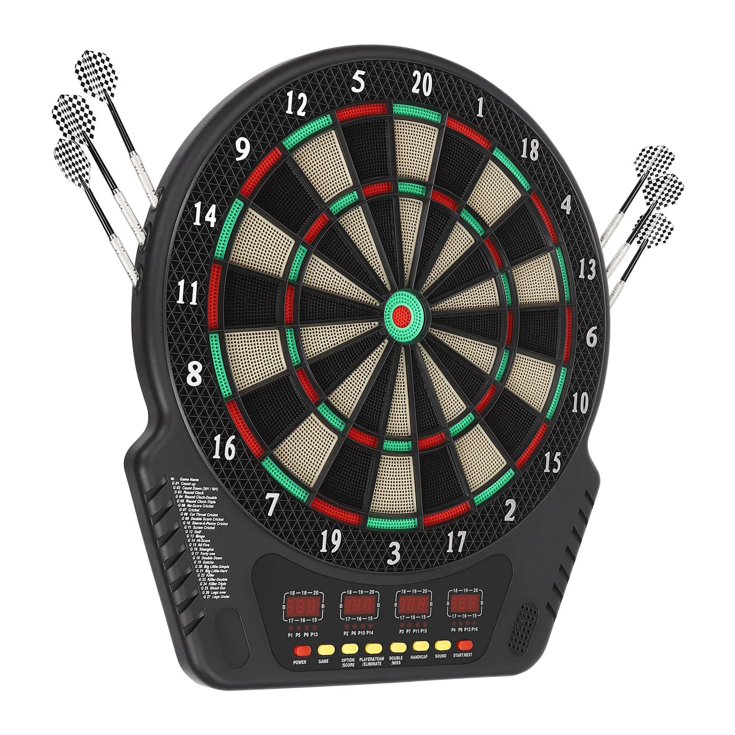17"LX20" Electronic Dartboard with 27 Games, Cricket Scoring and 6 Darts for Adults Kids