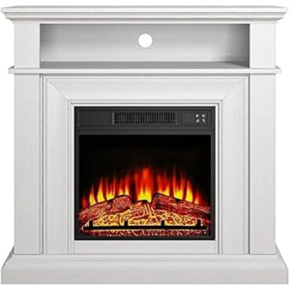36-Inch Living Room or Bedroom Electric Fireplace, Plug-in Heater, Realistic Wood and Flame Effects, Remote Control, Timer