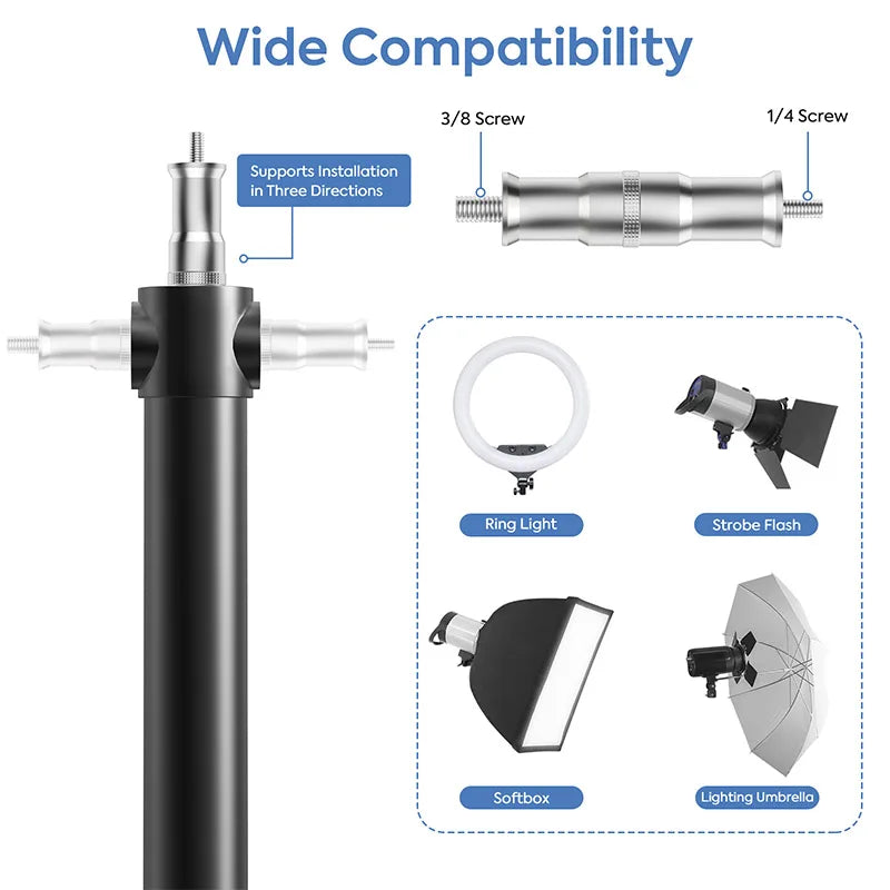 Photography Wall Mount Boom Arm for Ring Light Triangle Stand Flexible Wall Mounted Tripod of Softbox Umbrella,137/175cm