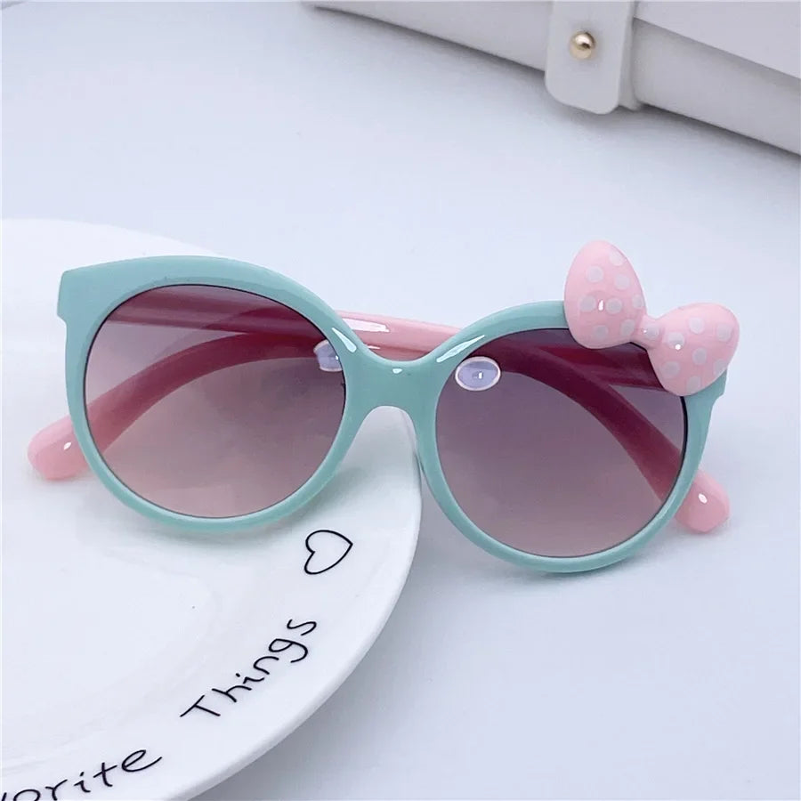 Kids Sunglasses Girls Boys Shiny Bowknot Sun Glasses Lovely Cat Children Eyewear Fashion Gradient Eyeglasses UV400