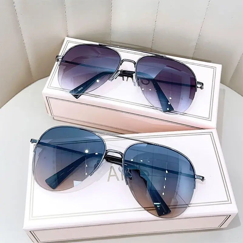 Fashion Gradient Sunglasses for Men Big Frame Pilot Sun Glasses Brand Design Anti-reflectiveUV400 Lunette De Soleil Homme Óculos