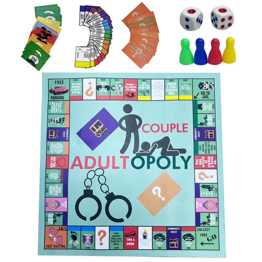 Adultopoly Board Game Couple Board Game Interactive Relationship Card Game Portable Couple Game Valentines Gifts for Him Her