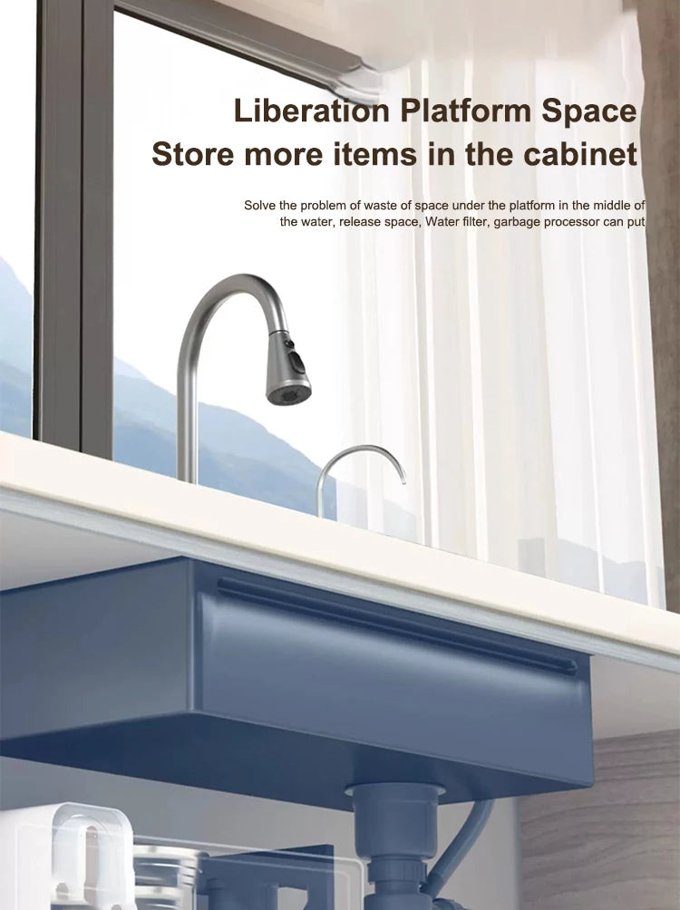 Waterfall Kitchen Sink Stainless Steel Extra Large Single Slot Cup Washer Embossed Digital Display Multifunctional Sinks
