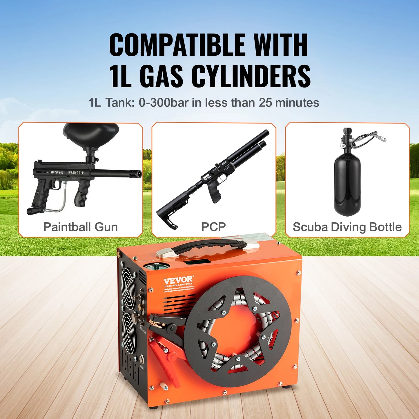 VEVOR PCP Air Compressor 4500PSI/30Mpa Portable PCP Airgun Compressor Water-Free Air Rifle Paintball Scuba Tank Compressor Pump