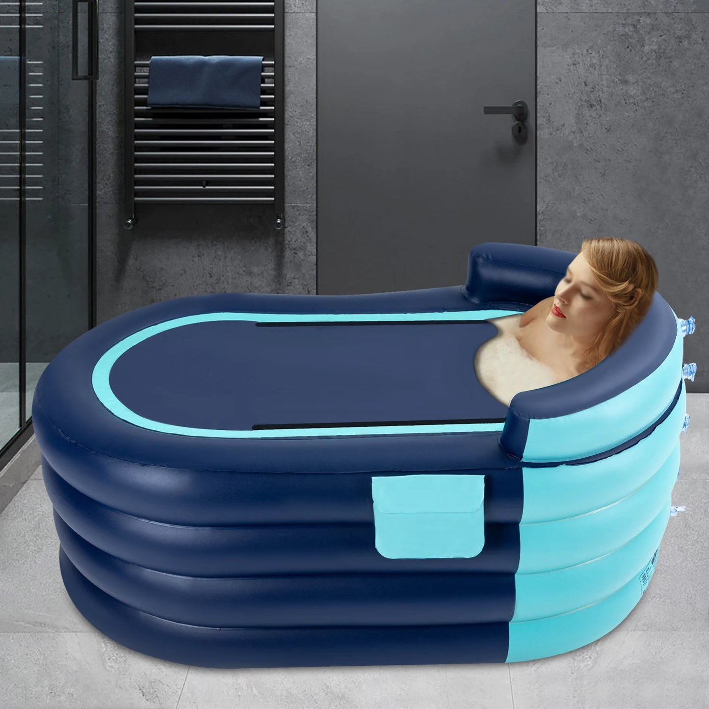 PVC Inflatable Bathtub Folding Portable Adult Kids SPA Bath Tub Water Pool 1.4M Automatic Inflatable Bathtub Folding Portable