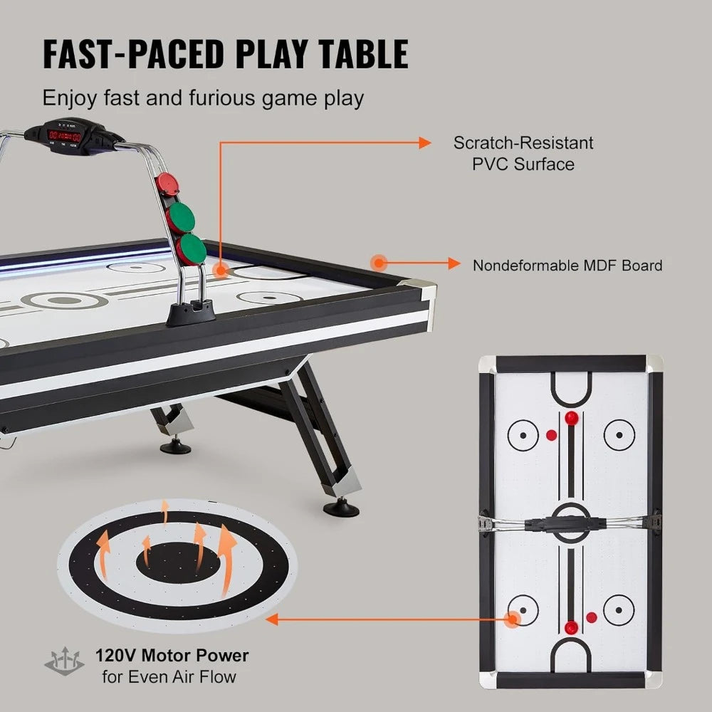 Air Hockey Table, 89" Indoor Hockey Table for Kids and Adults, LED Sports Hockey Game with 2 Pucks, 2 Pushers, and Electronic