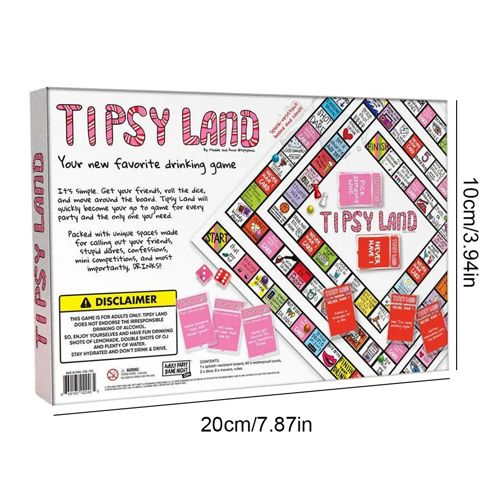 Tipsy Land Drinking Games Interactive Girls Night Party Drinking Game for Adults Bachelorette Halloween Party Game for 2-8Player