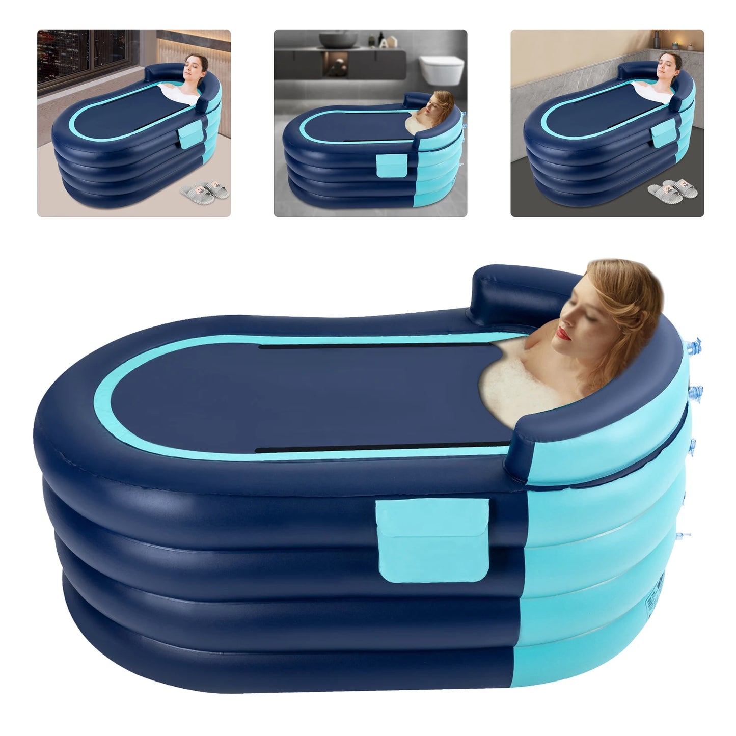 PVC Inflatable Bathtub Folding Portable Adult Kids SPA Bath Tub Water Pool 1.4M Automatic Inflatable Bathtub Folding Portable