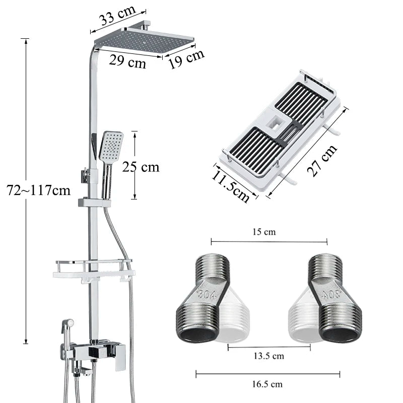 Chromium Bathroom Shower Faucet Set High-Quality Stainless Steel Bathtub Mixer Rotatable And Free Lift And Lower Shower Tap