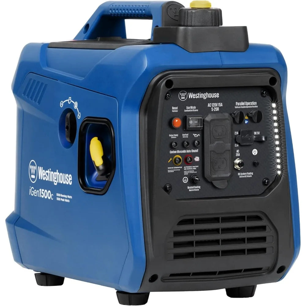 1500 Peak Watt Super Quiet & Lightweight Portable Inverter Generator, Gas Powered, CO Sensor, Parallel Capable, Generator