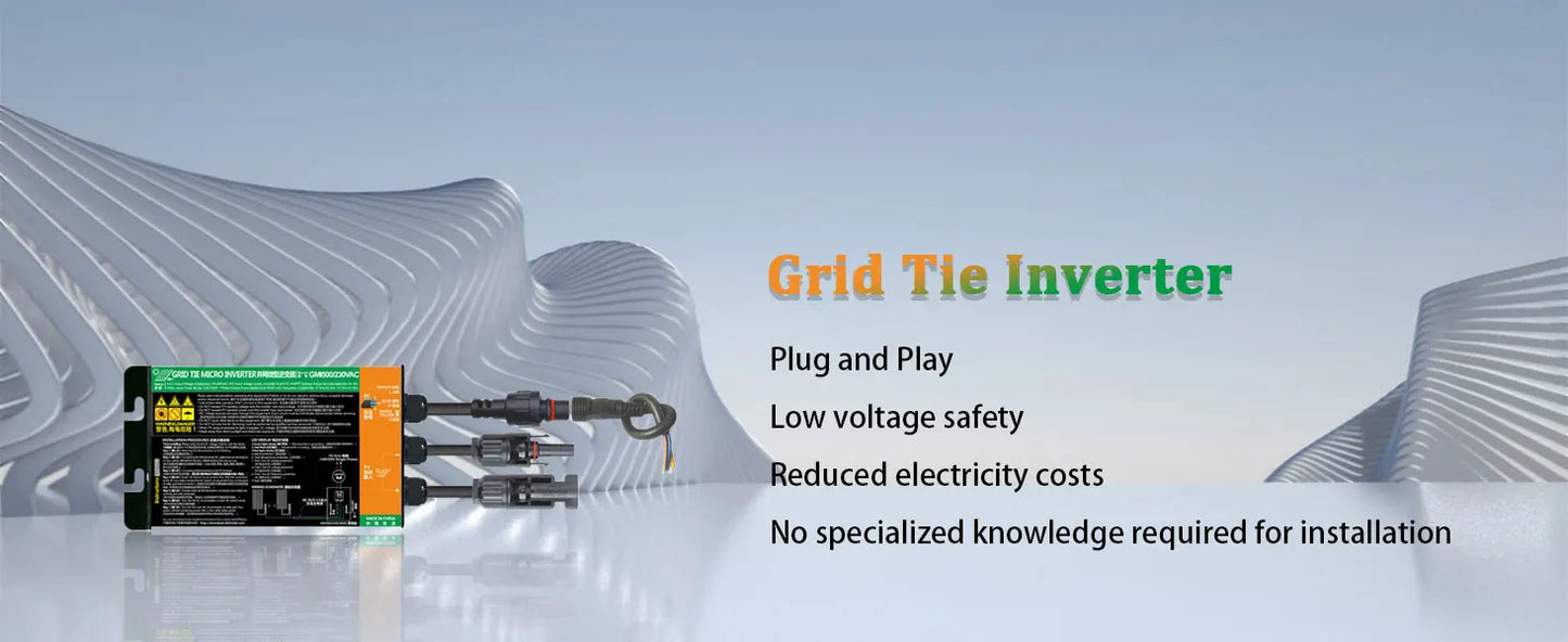 Y&H Grid Tie Inverter 300W 350W 500W 600W 700W MPPT Micro Inverter Solar PV Grid Tie System for Home DC18-50V Output AC110V/240V