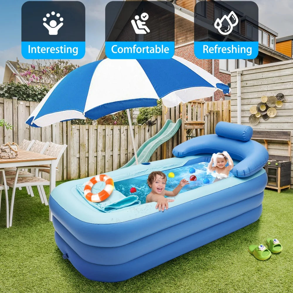 Inflatable Adult Spa PVC Bathtub Foldable Portable Warm Bath Tub Travel Bath