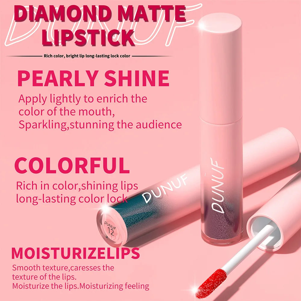 New Matte Glitter Liquid Lipstick Diamond Shiny Lip Gloss Waterproof Long Lasting Pearl Lipgloss Women Lip Tint Makeup Cosmetics