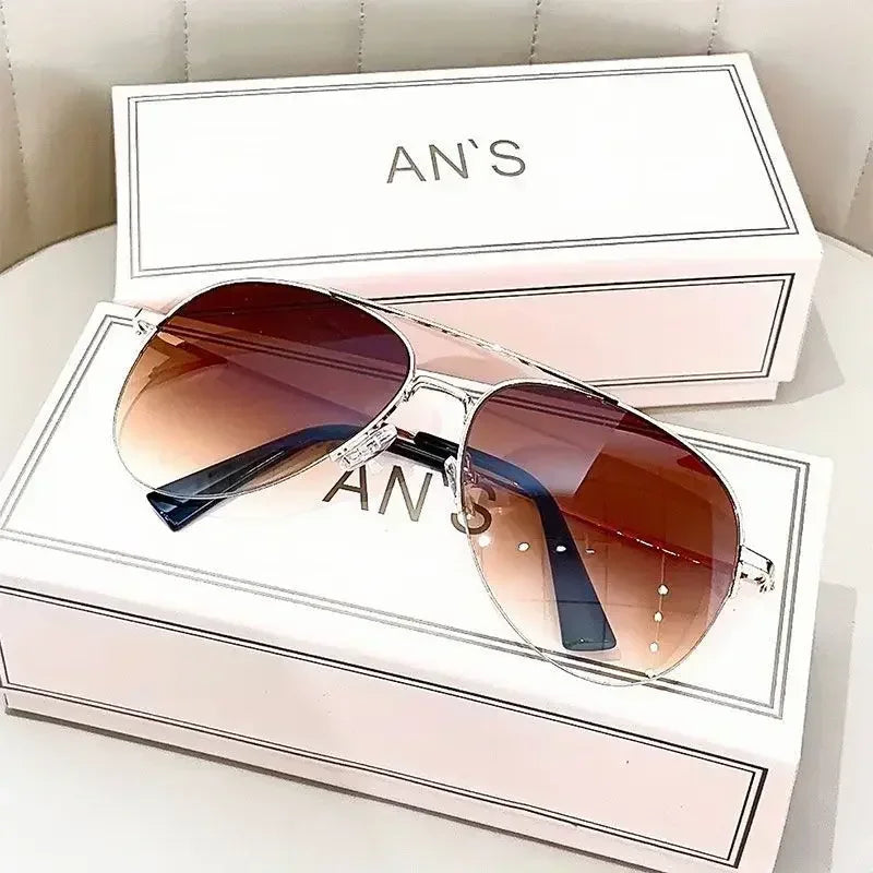 Fashion Gradient Sunglasses for Men Big Frame Pilot Sun Glasses Brand Design Anti-reflectiveUV400 Lunette De Soleil Homme Óculos