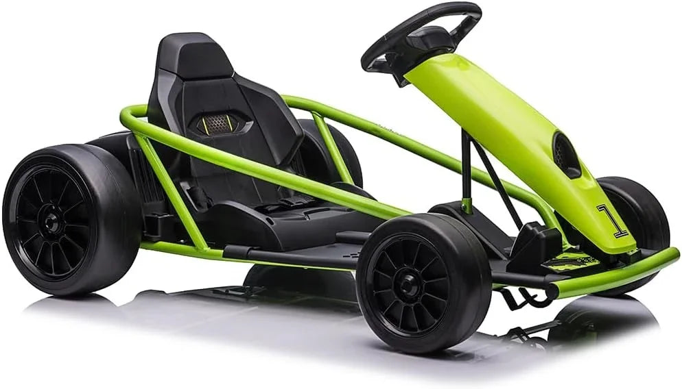 24V Go Kart, 300W*2 Extra Powerful Motors, 9Ah Large Battery 8MPH High Speed Drifting with Music, Horn,Max Load 175lbs Outdoor