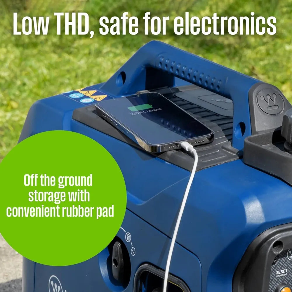 1500 Peak Watt Super Quiet & Lightweight Portable Inverter Generator, Gas Powered, CO Sensor, Parallel Capable, Generator