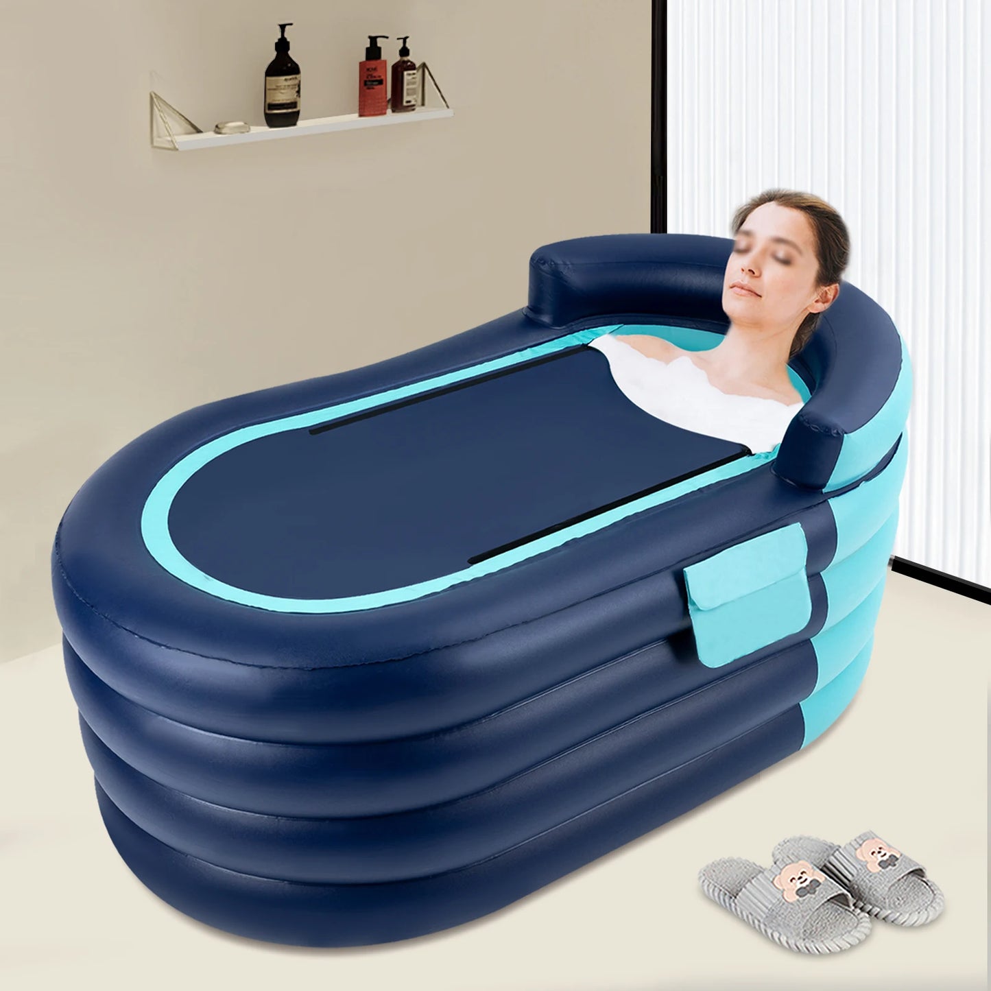 PVC Inflatable Bathtub Folding Portable Adult Kids SPA Bath Tub Water Pool 1.4M Automatic Inflatable Bathtub Folding Portable