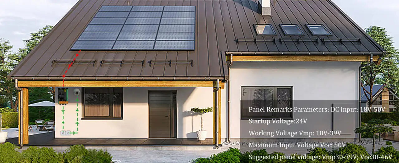 Y&H Grid Tie Inverter 300W 350W 500W 600W 700W MPPT Micro Inverter Solar PV Grid Tie System for Home DC18-50V Output AC110V/240V