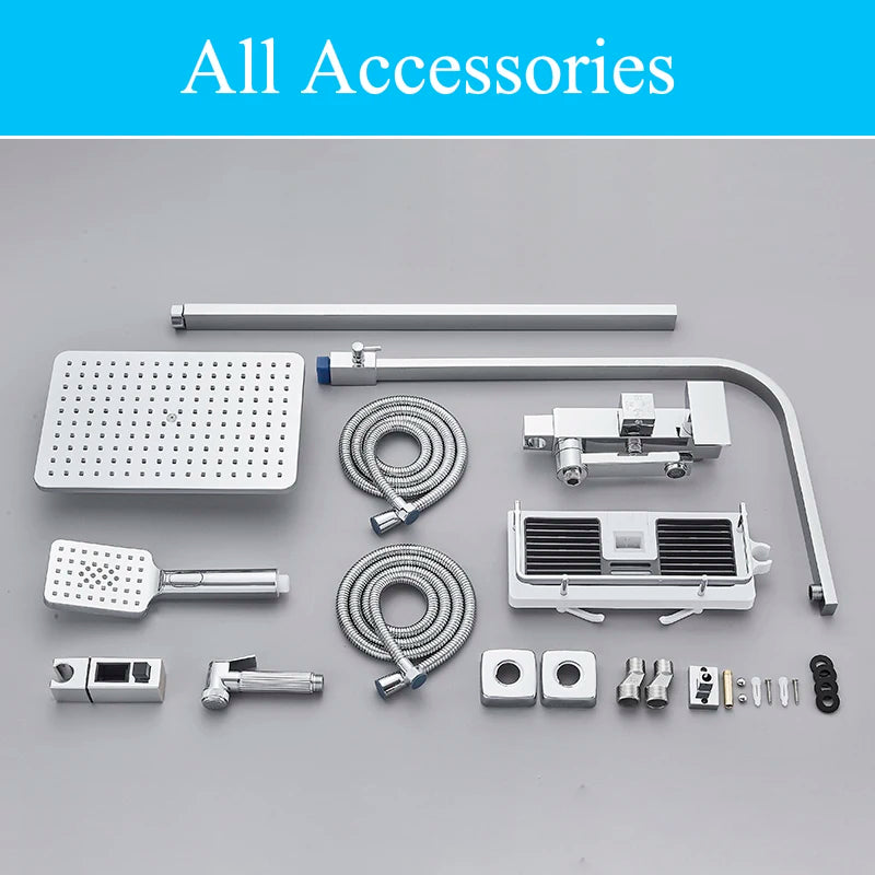 Chromium Bathroom Shower Faucet Set High-Quality Stainless Steel Bathtub Mixer Rotatable And Free Lift And Lower Shower Tap