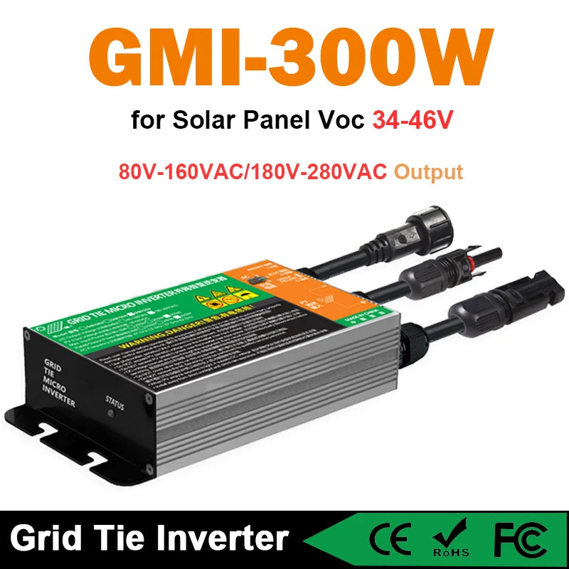 Y&H Grid Tie Inverter 300W 350W 500W 600W 700W MPPT Micro Inverter Solar PV Grid Tie System for Home DC18-50V Output AC110V/240V