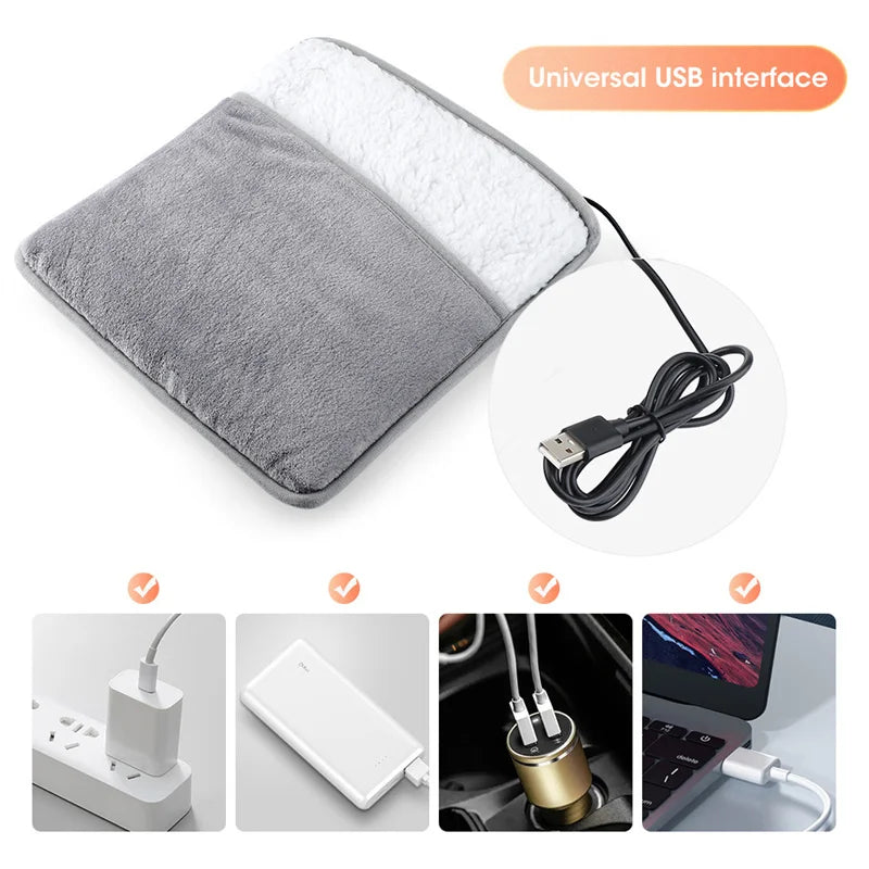 Electric Foot Warmer Portable Usb Heating Pad Soft Plush Washable Feet Heater Household Office Improve Sleeping Warming Mat 발난로