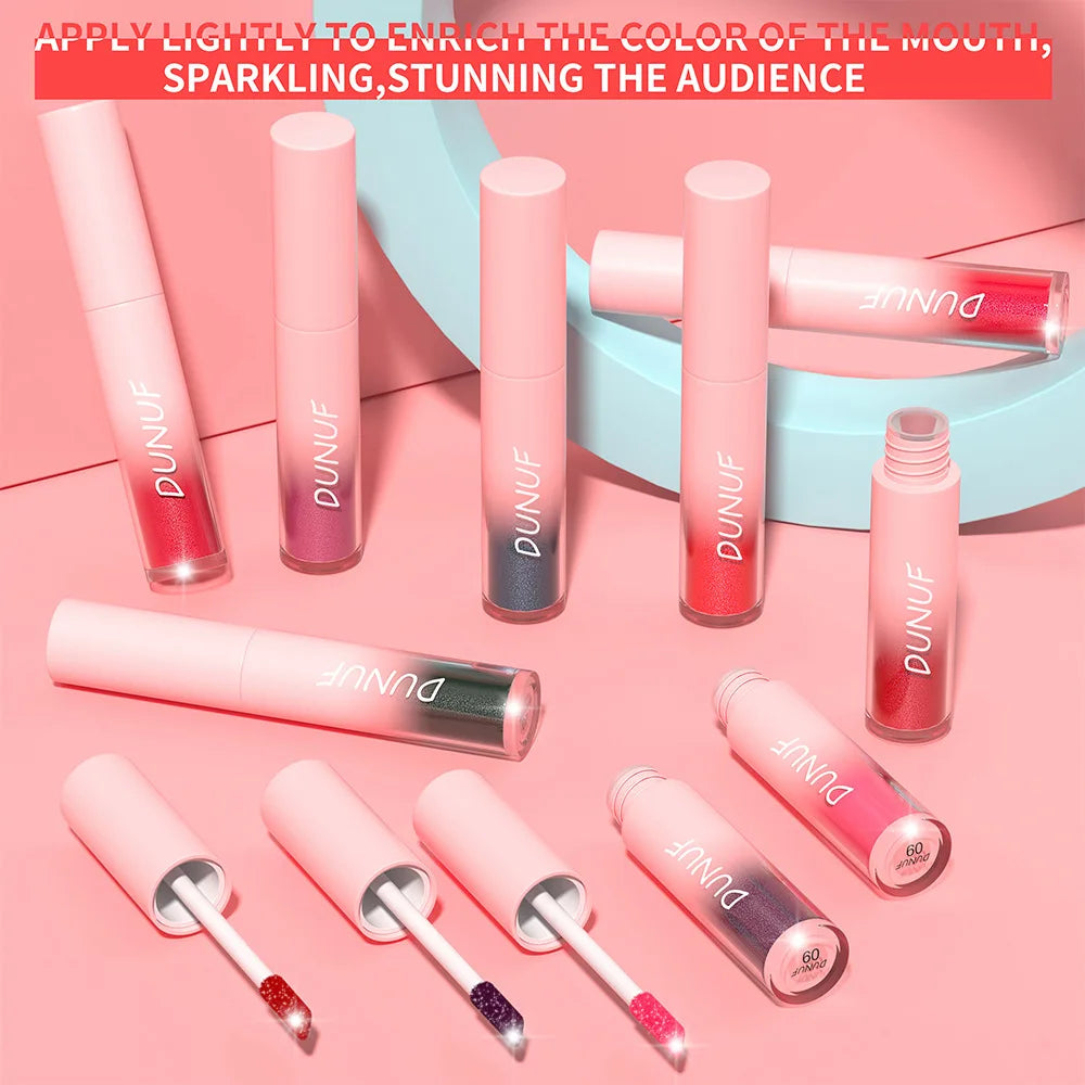 New Matte Glitter Liquid Lipstick Diamond Shiny Lip Gloss Waterproof Long Lasting Pearl Lipgloss Women Lip Tint Makeup Cosmetics