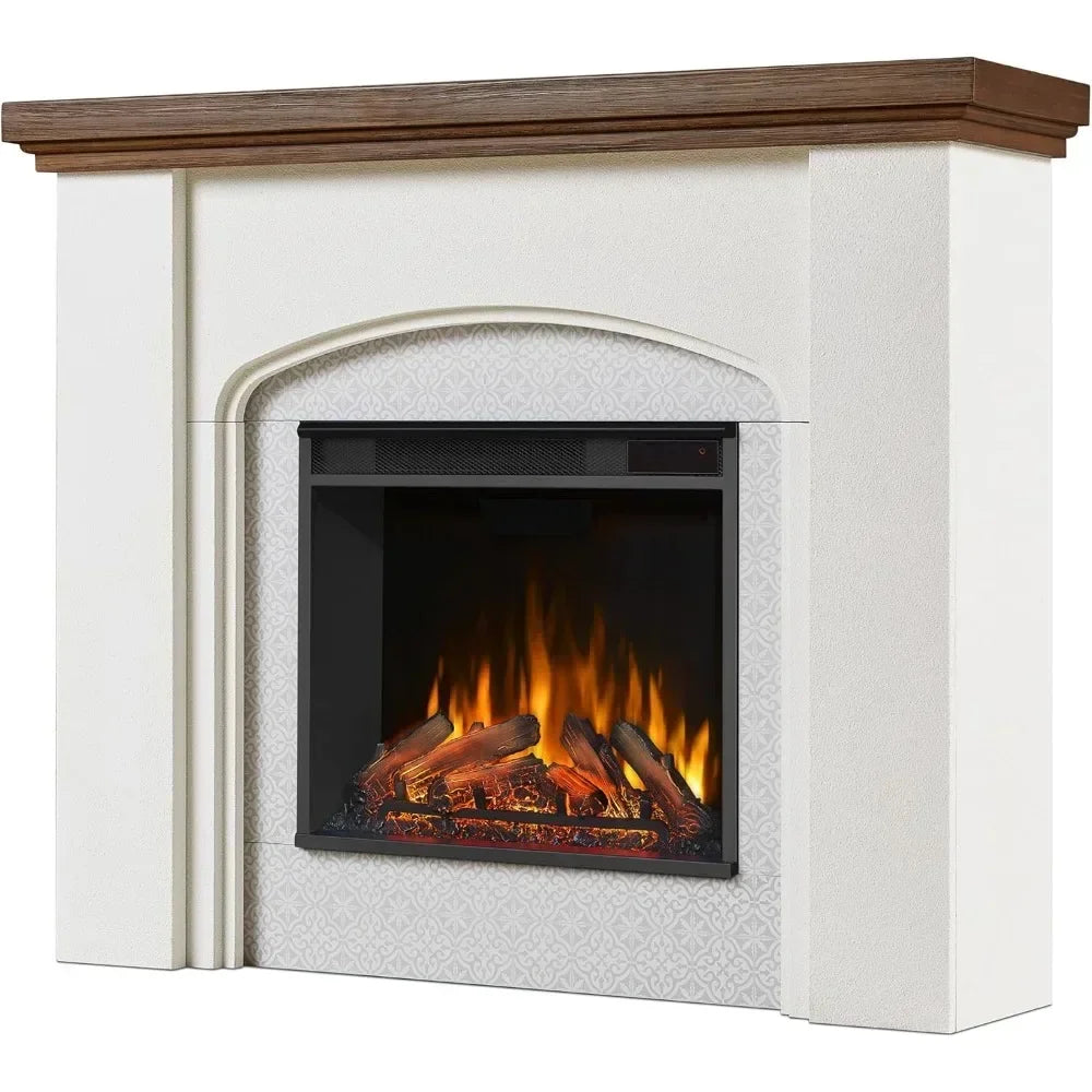 36-Inch Living Room or Bedroom Electric Fireplace, Plug-in Heater, Realistic Wood and Flame Effects, Remote Control, Timer