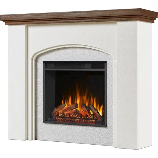 36-Inch Living Room or Bedroom Electric Fireplace, Plug-in Heater, Realistic Wood and Flame Effects, Remote Control, Timer