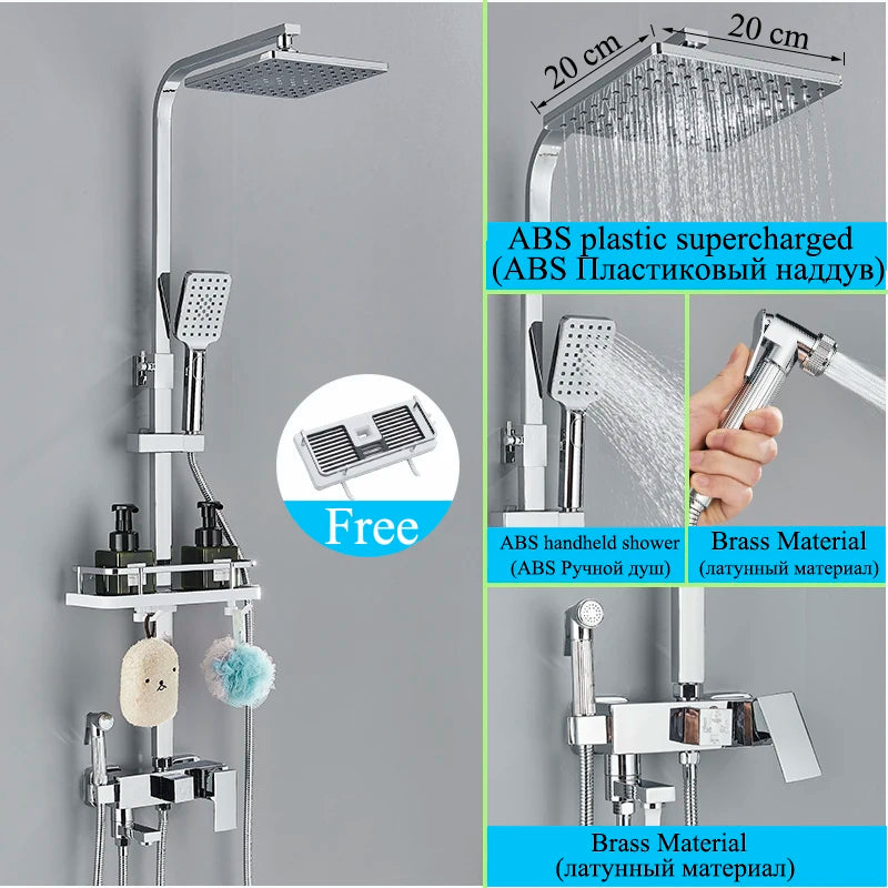 Chromium Bathroom Shower Faucet Set High-Quality Stainless Steel Bathtub Mixer Rotatable And Free Lift And Lower Shower Tap