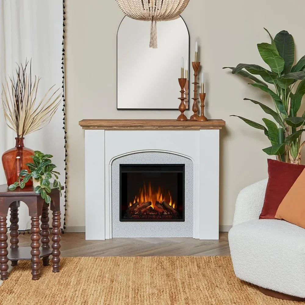 36-Inch Living Room or Bedroom Electric Fireplace, Plug-in Heater, Realistic Wood and Flame Effects, Remote Control, Timer