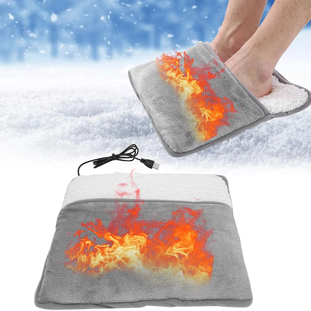 Winter Universal Electric Foot Heating Pad USB Charging Washable Household Foot Warmer Heater Soft Plush Foot Warming Mat 29cm