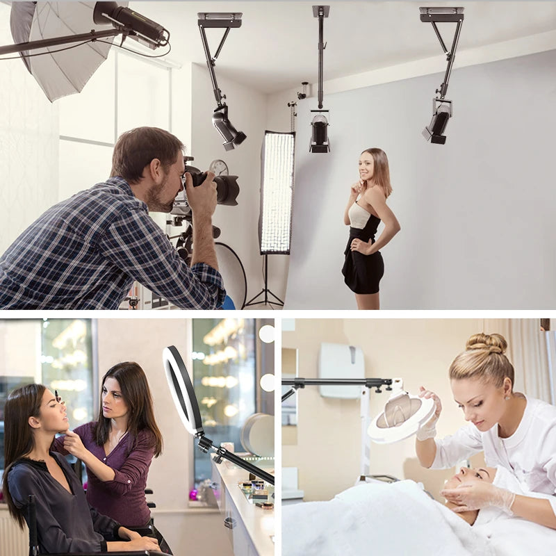 Photography Wall Mount Boom Arm for Ring Light Triangle Stand Flexible Wall Mounted Tripod of Softbox Umbrella,137/175cm