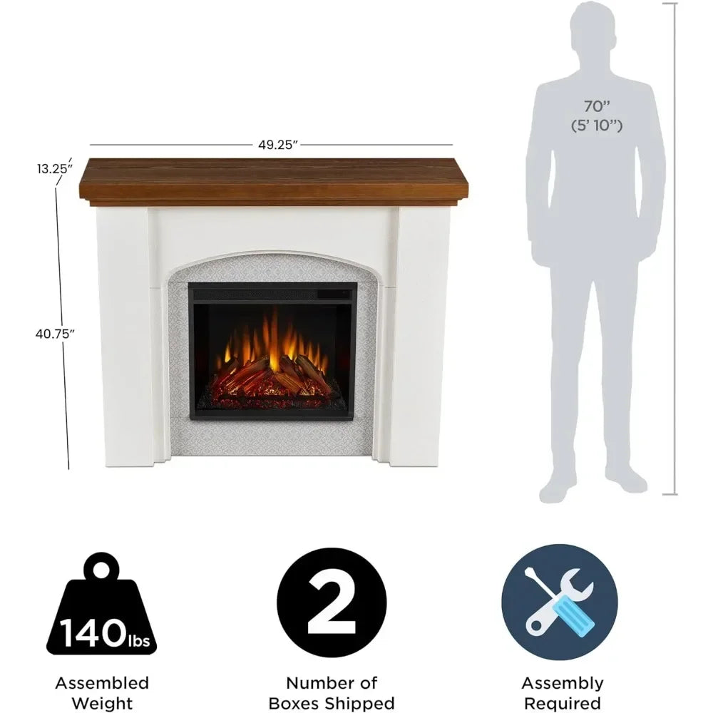 36-Inch Living Room or Bedroom Electric Fireplace, Plug-in Heater, Realistic Wood and Flame Effects, Remote Control, Timer