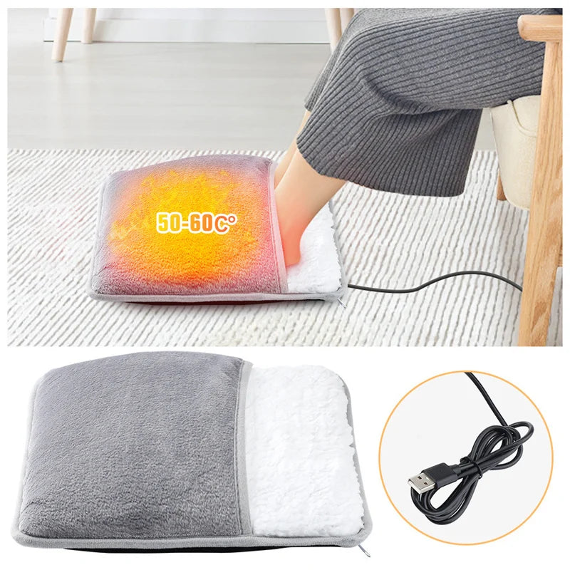 Electric Foot Warmer Portable Usb Heating Pad Soft Plush Washable Feet Heater Household Office Improve Sleeping Warming Mat 발난로