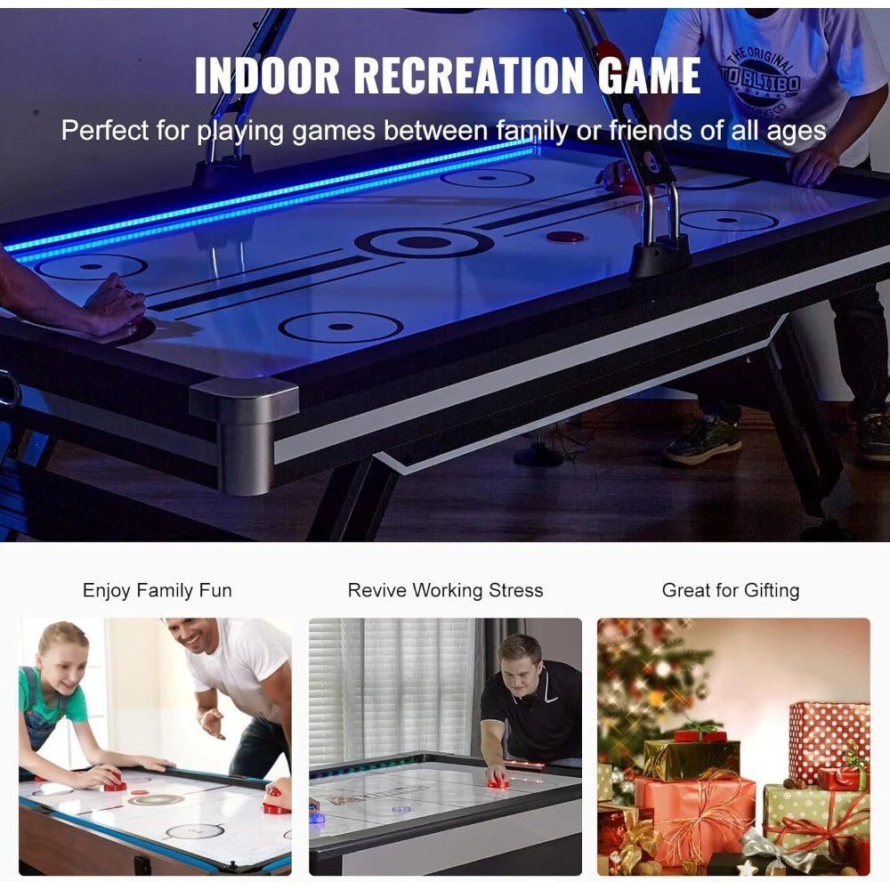 Air Hockey Table, 89" Indoor Hockey Table for Kids and Adults, LED Sports Hockey Game with 2 Pucks, 2 Pushers, and Electronic