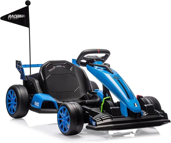 Electric drifting kart with adjustable seats and 24V outdoor riding toy with variable speed mode, suitable for children aged 6+