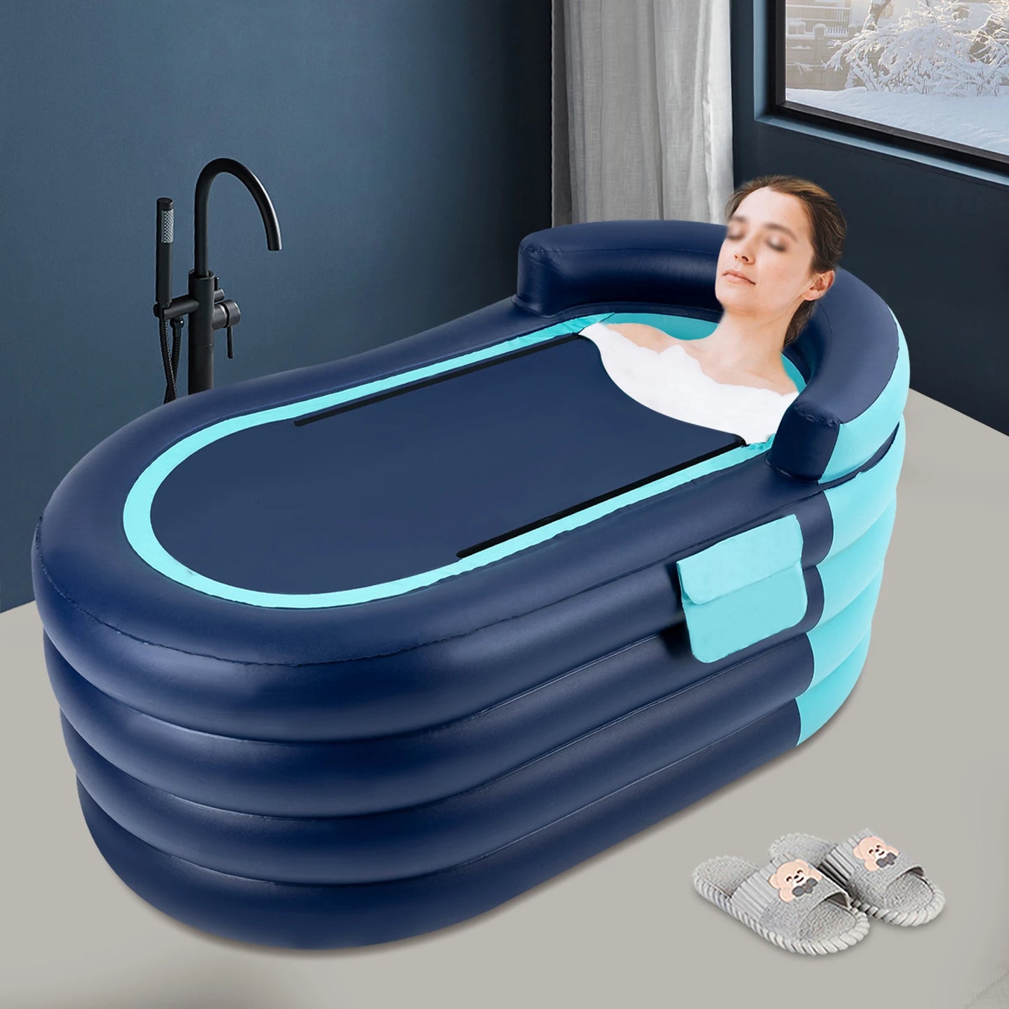 PVC Inflatable Bathtub Folding Portable Adult Kids SPA Bath Tub Water Pool 1.4M Automatic Inflatable Bathtub Folding Portable