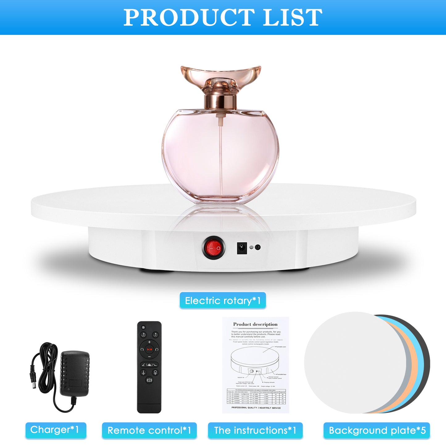 30/42/52CM 100KG Rotating Display Stand  360° Panoramic Automatic Display Table Turntable Photography Backdrop Shooting Booth