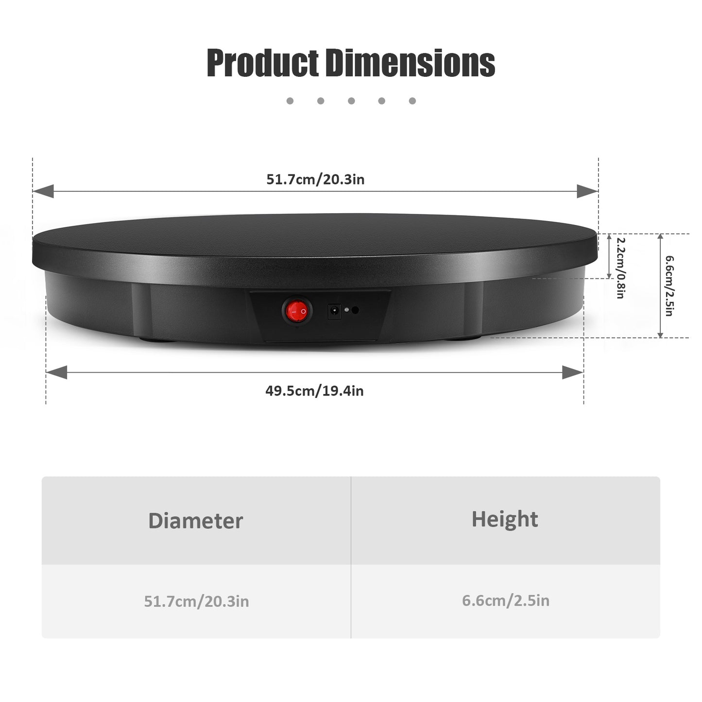 30/42/52CM 100KG Rotating Display Stand  360° Panoramic Automatic Display Table Turntable Photography Backdrop Shooting Booth