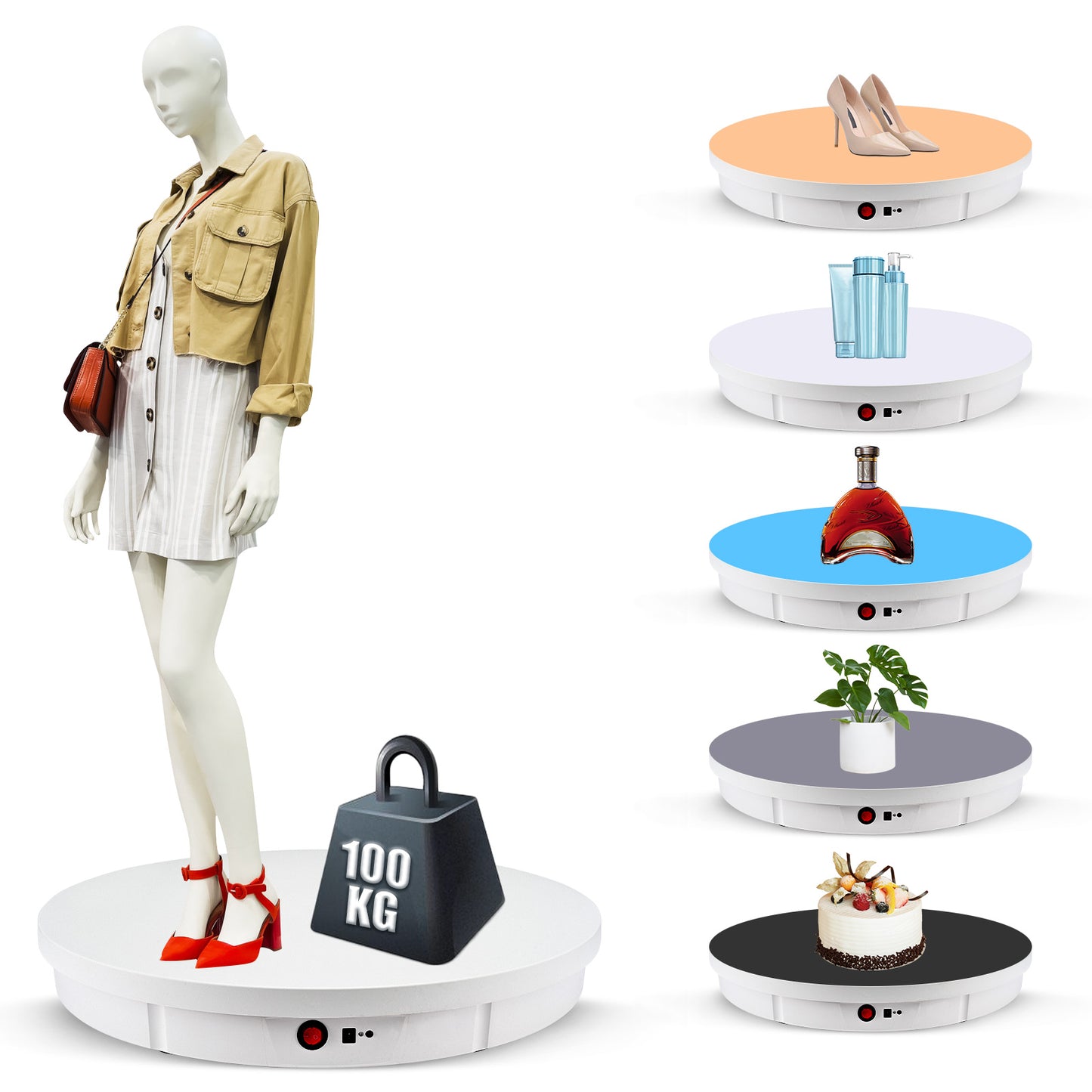 30/42/52CM 100KG Rotating Display Stand  360° Panoramic Automatic Display Table Turntable Photography Backdrop Shooting Booth